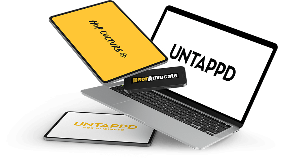Untappd, Untappd for Business, Hop Culture and Beer Advocate logos on devices